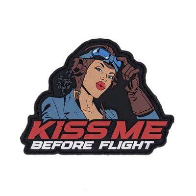 Toppa 3D in plastica KISS ME BEFORE FLIGHT con velcro