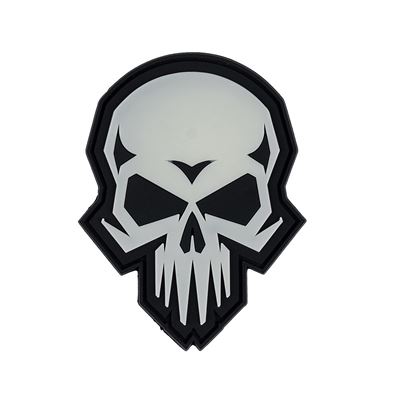Toppa 3D in plastica PSYCHO SKULL velcro GLOW IN THE DARK