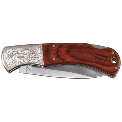 Coltello pieghevole con manico in legno decorato 21 cm MARRONE FOX Outdoor 44803 2