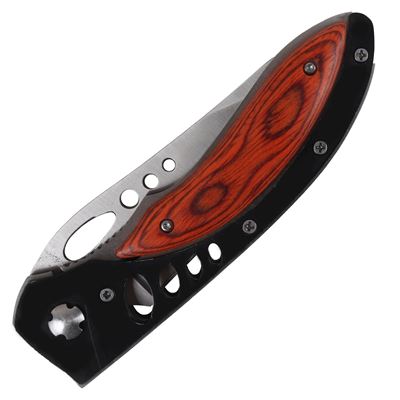 Coltello pieghevole 22,5x9,5 cm perforato LEGNO/NERO FOX Outdoor 45901 2