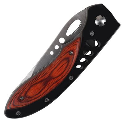 Coltello pieghevole 22,5x9,5 cm perforato LEGNO/NERO FOX Outdoor 45901 3