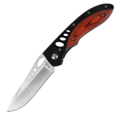 Coltello pieghevole 22,5x9,5 cm perforato LEGNO/NERO