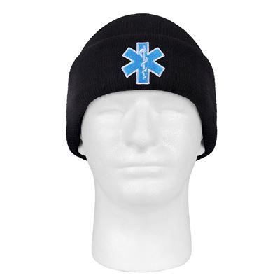 Cappello lavorato a maglia STAR OF LIFE "EMS" NERO