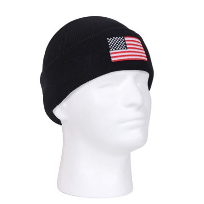 Cappellino lavorato a maglia fine con bandiera americana colorata NERO