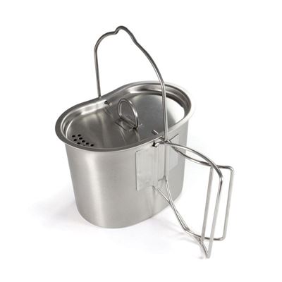 Borraccia modello USA in acciaio inossidabile con manico pieghevole e tappo 2 in 1