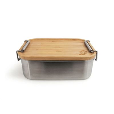 Contenitore per alimenti in acciaio inossidabile con tagliere Lunchbox Bamboo-Clip