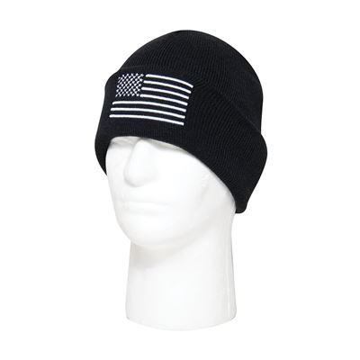 Cappellino lavorato a maglia fine con bandiera americana COLORE NERO e BANDIERA BIANCA ROTHCO 57877 3