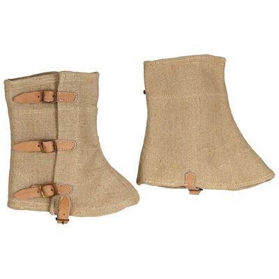 Spinky/copriscarpe ITALIANI con cinturini in pelle e tela SABBIA