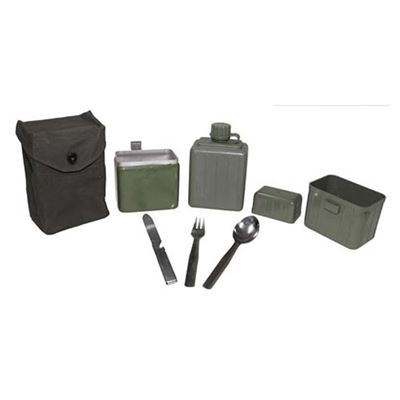 Bottiglia con sacchetto jugoslavo (serbo) + bicchiere e posate SET VERDE