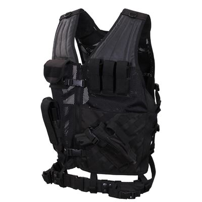 Gilet tattico CROSS DRAW MOLLE NERO taglia oversize