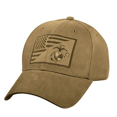Cappellino con ricamo del simbolo USMC e bandiera USA COYOTE