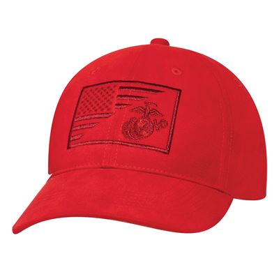 Cappellino con ricamo del logo USMC e bandiera americana ROSSO