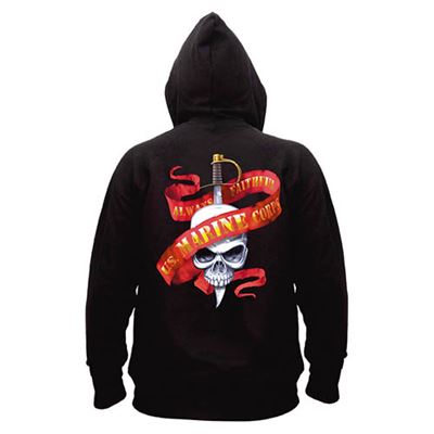 Felpa con cappuccio MARINES SKULL/RIBBON NERA ROTHCO 80253 2
