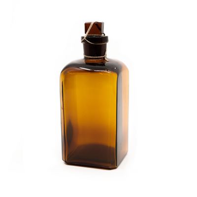 Bottiglia di vetro squadrata con collo stretto molato 350 ml MARRONE