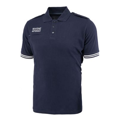 Polo a maniche corte MARINE NATIONALE con strisce e taschino BLU