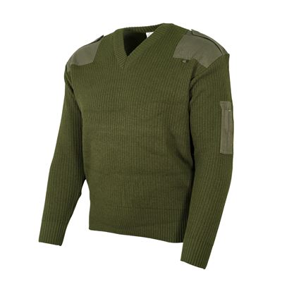 Maglione ITALIANO con scollo a V in lana VERDE