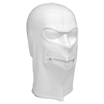Cappuccio ITALIANO con apertura per la bocca con cerniera BIANCO nuovo