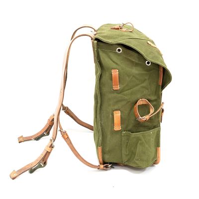 Zaino rumeno in tela con cinghie in pelle usato Esercito rumeno 91406620 3