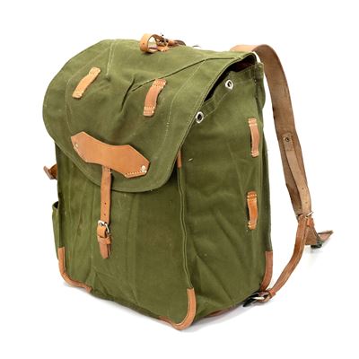 Zaino rumeno in tela con cinghie in pelle usato