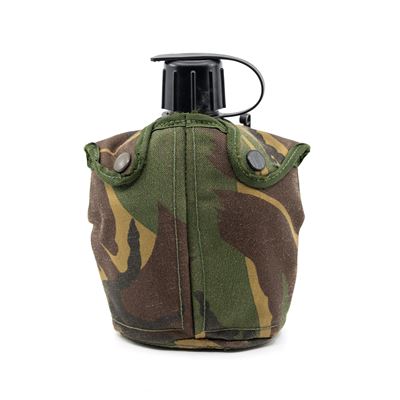 Bottiglia da campo olandese con beccuccio, tappo NBC e involucro DPM usata