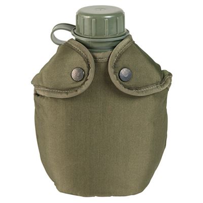 Bottiglia da campo norvegese da 1 litro con involucro e beccuccio usata