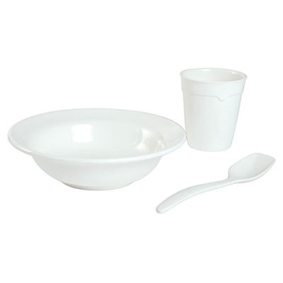 Stoviglie in plastica MEPAL set di tazza, piatto e cucchiaio BIANCO