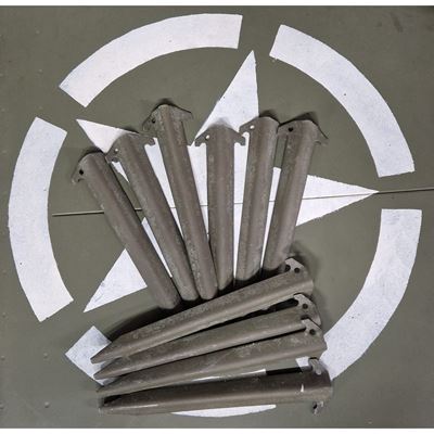 Picchetti da tenda originali USA in alluminio set da 10 pezzi VERDI usati Esercito americano 91895401 3