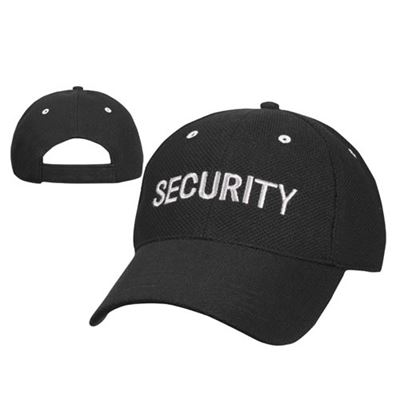 Cappellino da baseball con scritta argentata "SECURITY" NERO