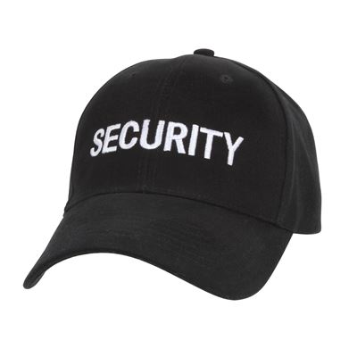Cappellino da baseball con scritta bianca "SECURITY" NERO