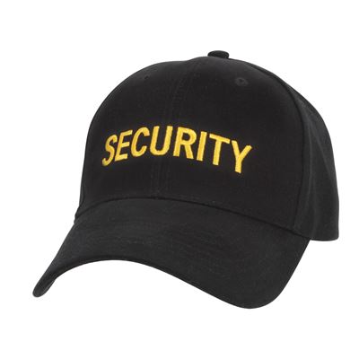 Cappellino da baseball con scritta gialla "SECURITY" NERO