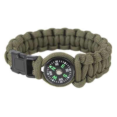 Bracciale SURVIVAL PARACORD con bussola VERDE