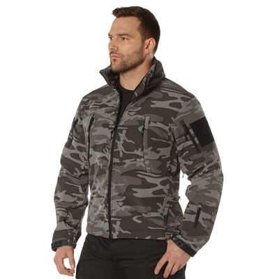 Giacca TACTICAL con cappuccio softshell BLACK CAMO