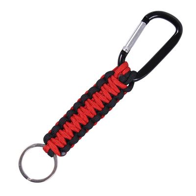 Portachiavi PARACORD con moschettone ROSSO-NERO