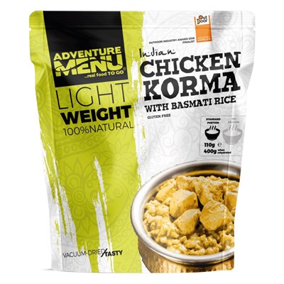 Pollo KORMA con riso basmati PORZIONE 110 g/400 g - piatto pronto disidratato