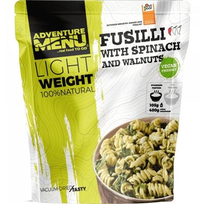 Fusilli con spinaci e noci PORZIONE 105 g/400 g - piatto pronto disidratato