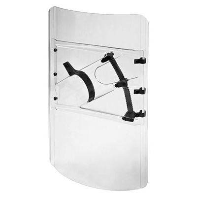 Scudo antiurto arrotondato tenuto nella mano destra