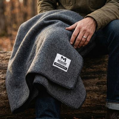 Coperta di lana con bordi rifiniti 160 x 230 cm GRIGIA McGuire Gear BK-260-GY 2