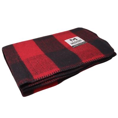 Coperta di lana con bordi rifiniti 160 x 230 cm a quadri ROSSO-NERO