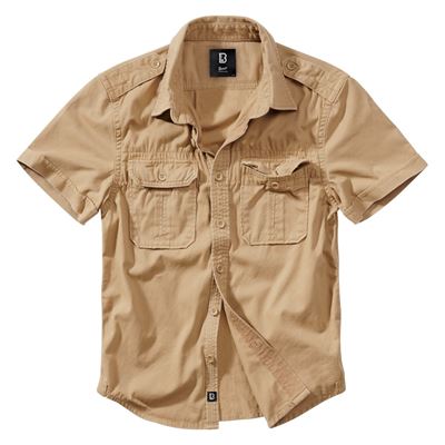 Camicia stile VINTAGE maniche corte CAMEL SABBIA