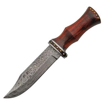 Coltello con lama fissa DAMASCUS BOWIE manico in legno