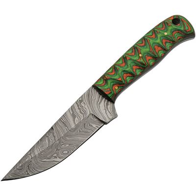 Coltello con lama fissa HUNTER GREEN damasco