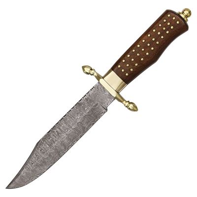 Coltello BRASS PIN BOWIE con lama fissa DAMASCUS