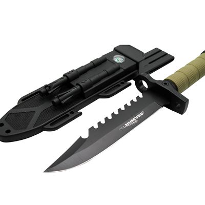 Coltello NEXT GEN con lama liscia, fodero e accessori TAN HUMVEE HMV-KFXB-01 2