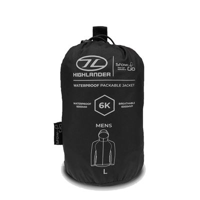 Giacca STOW & GO impermeabile con cappuccio ripiegabile NERO HIGHLANDER JAC077-2-BK 2