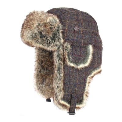 Beranice WOOL TRAPPER a quadri MARRONE