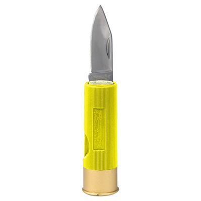 Coltello pieghevole 4 cm SHOTGUN a forma di cartuccia da fucile GIALLO