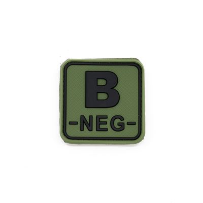 Toppa gruppo sanguigno B- NEG plastica velcro VERDE