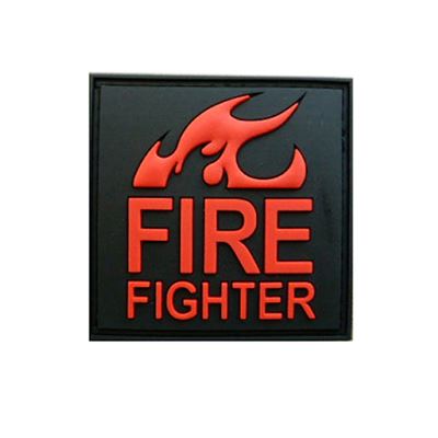 Patch FIRE FIGHTER plastica NERO/ROSSO