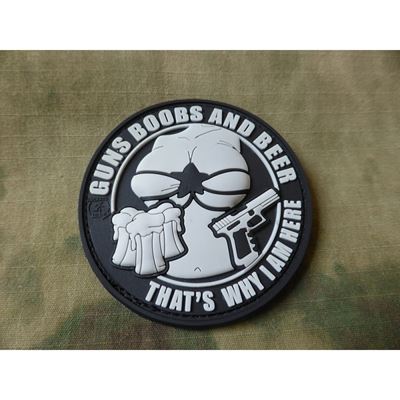 Toppa GUNS BOOBS AND BEER velcro plastica NERO