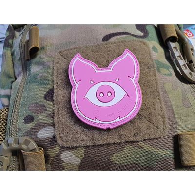 Toppa MONSTER PIG plastica velcro ROSA